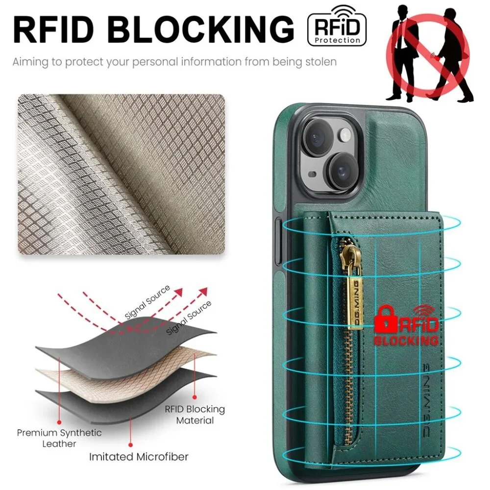 DG.MING M5 Series Magnetic 2-in-1 Wallet Leather Phone Case For iPhone 13 ProMax